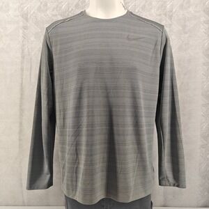Nike Dri-Fit Mens Long Sleeve Running Shirt Gray Athletic XL Miler CUO318-085